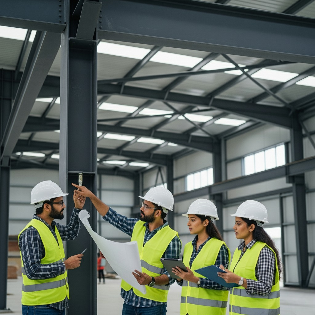 Engineered Building Process Blue Ladder - Pre-Engineered Building Solutions | EPC Turnkey Provider